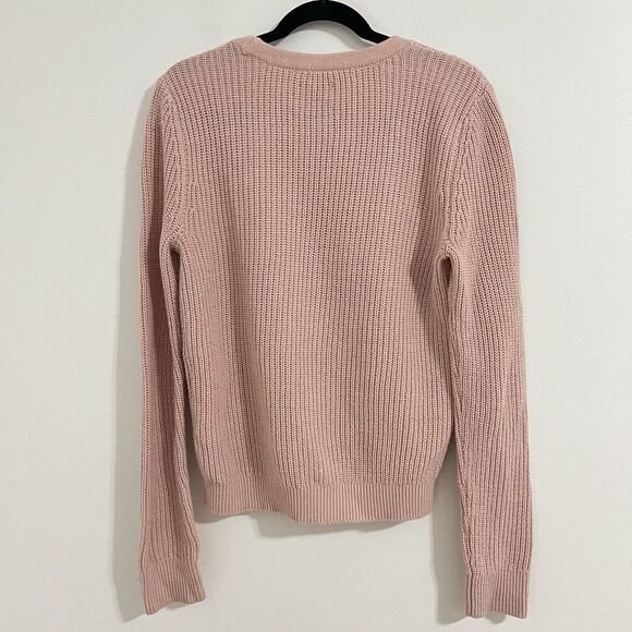 Abercrombie and Fitch Knit Sweater Size S Pink Buttons Preppy Nautical Chunky - Picture 2 of 7